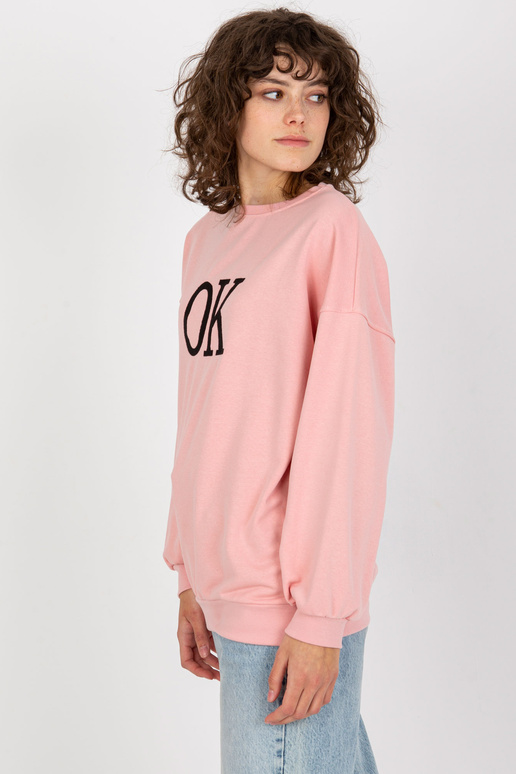 Gaiši rozā brīvs sporta krekls bez...