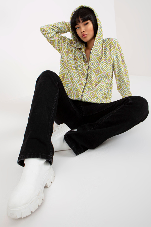 Gaiši zaļš velūra sporta krekls ar...