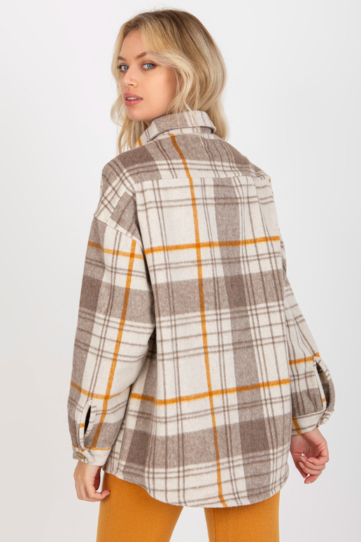 Bēšs sieviešu silts rūtains krekls ar...