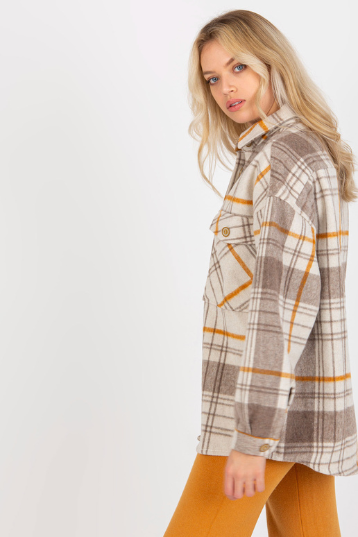 Bēšs sieviešu silts rūtains krekls ar...