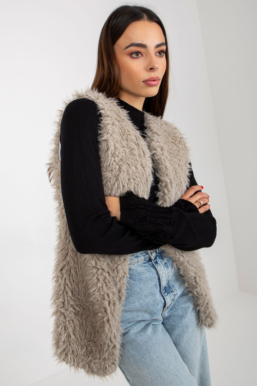 Hallie gaiši pelēka kažokādas veste