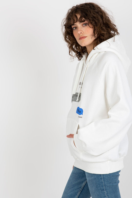 Ecru džemperis oversize ķengura apdruka