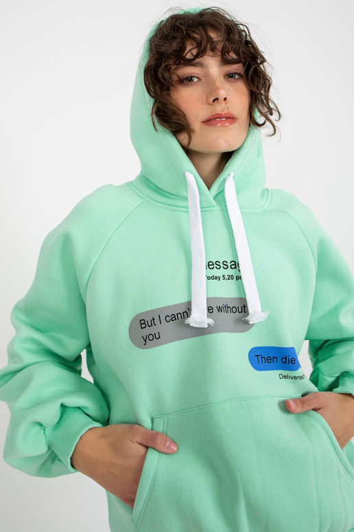 Piparmētru džemperis ar lielizmēra...