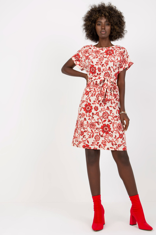 Bēša un sarkana lina kleita ar...