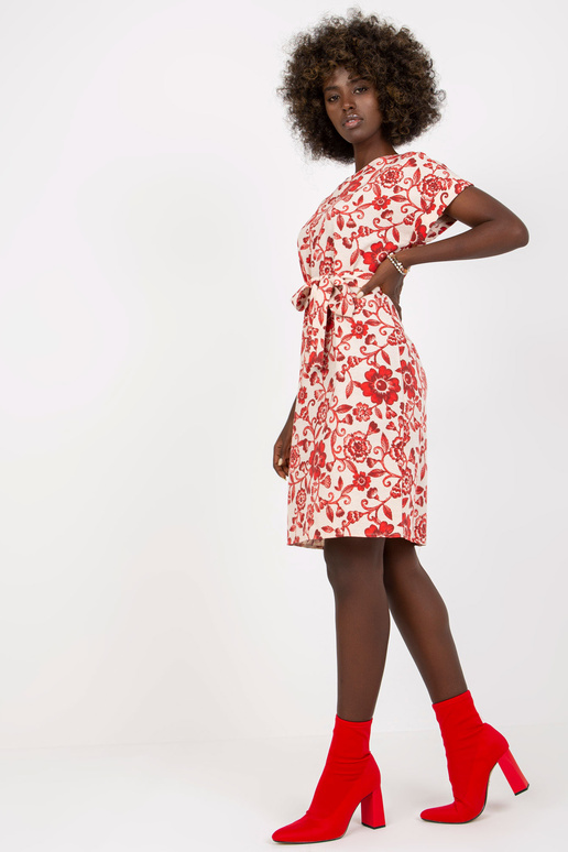 Bēša un sarkana lina kleita ar...