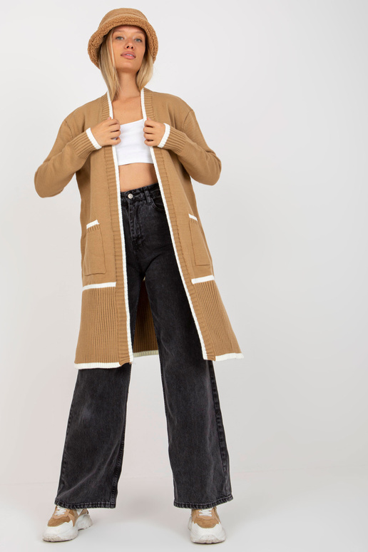 Tumši bēšs sieviešu jaka ar kabatām...