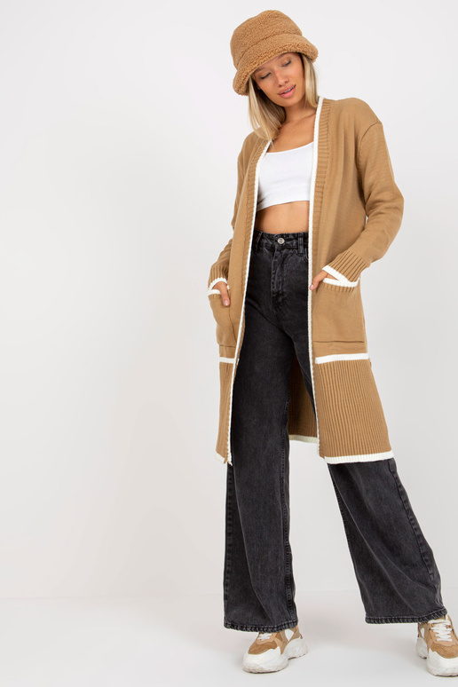 Tumši bēšs sieviešu jaka ar kabatām...