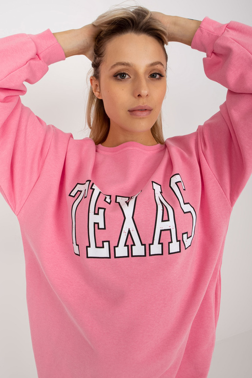 Rozā garš brīvs sporta krekls ar...