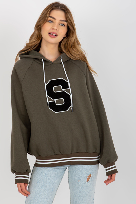 Khaki krāsas džemperis ar kapuci un...