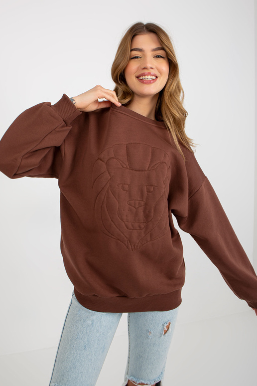 Brūns sporta krekls bez kapuces ar...