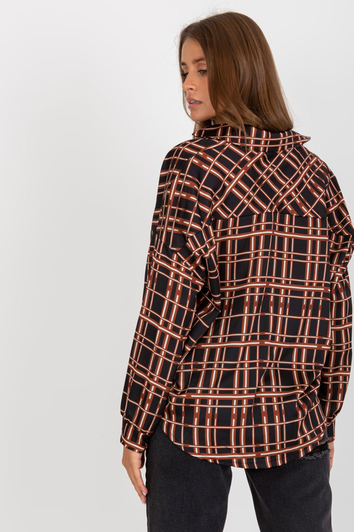 Melns rūtains krekls ar garām piedurknēm
