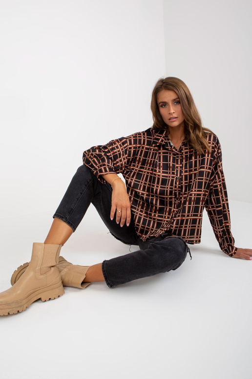 Melns rūtains krekls ar garām piedurknēm