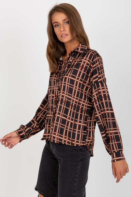 Melns rūtains krekls ar garām piedurknēm