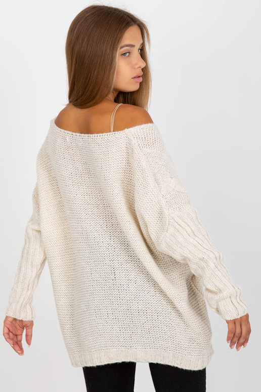 Ecru džemperis ar bizēm ar vilnu OCH...