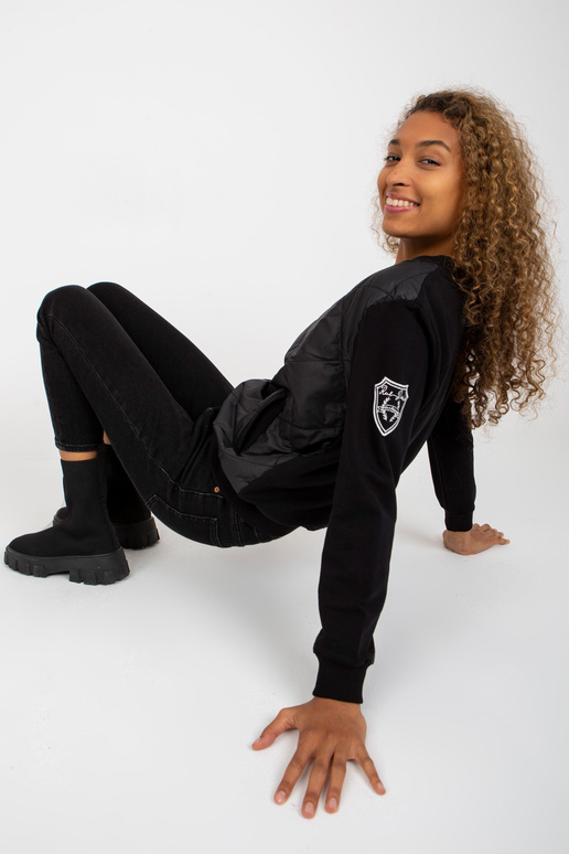 Melns stepēts bomber džemperis ar RUE...