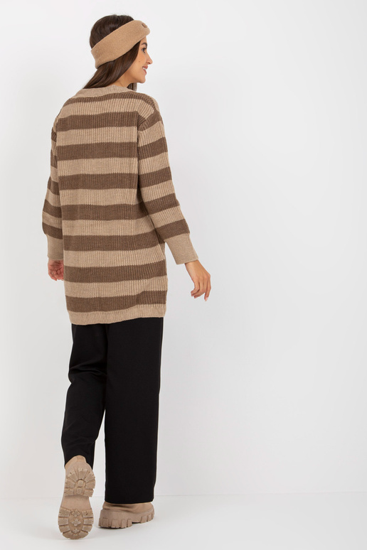 Brūni bēšs garš oversize džemperis ar...