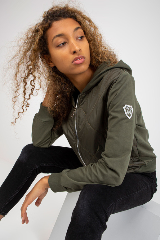 Khaki stepēts bomber džemperis ar...