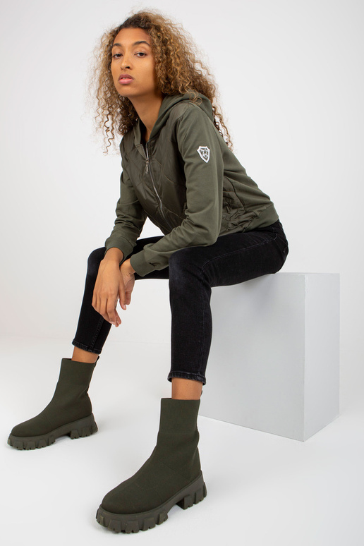 Khaki stepēts bomber džemperis ar...