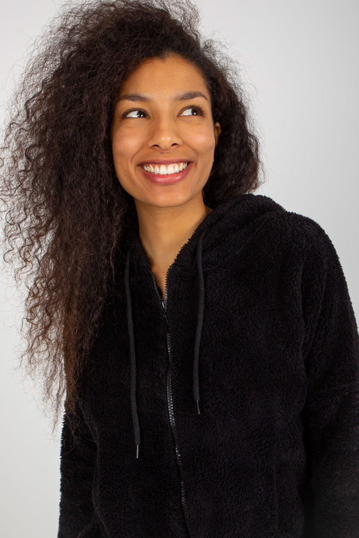 RUE PARIS Melna kažokādas kapuce