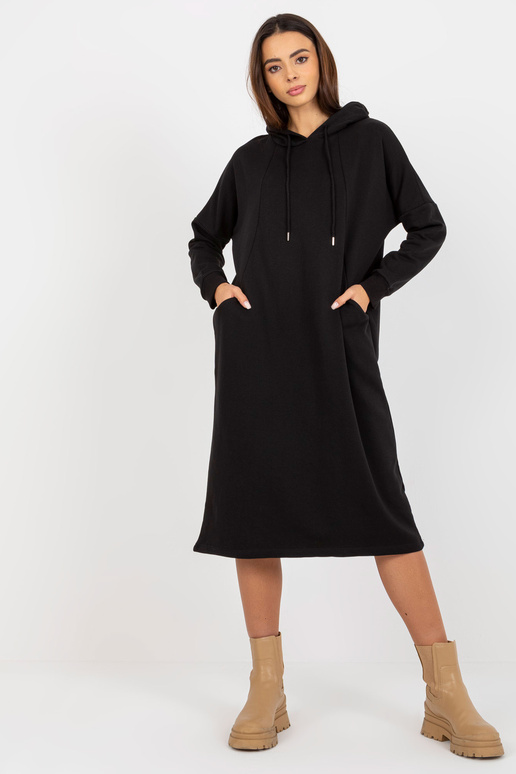 Schwarzes Basic-Sweatshirtkleid ar...