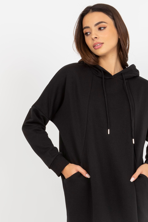 Schwarzes Basic-Sweatshirtkleid ar...