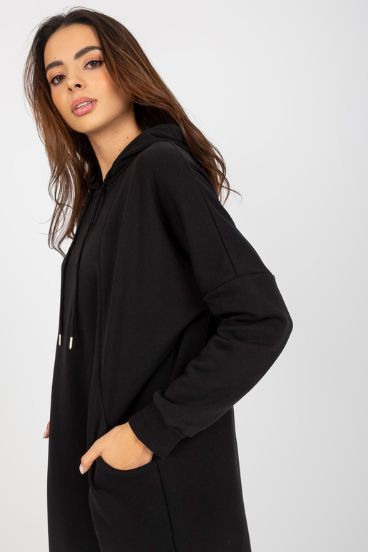 Schwarzes Basic-Sweatshirtkleid ar...