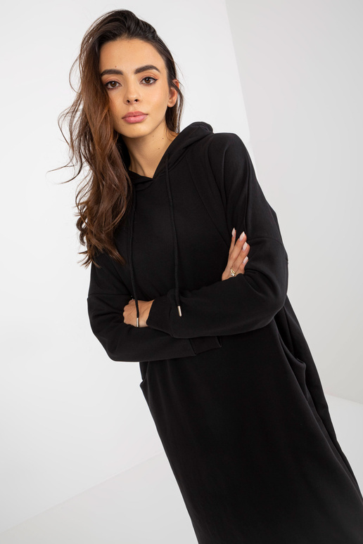 Schwarzes Basic-Sweatshirtkleid ar...