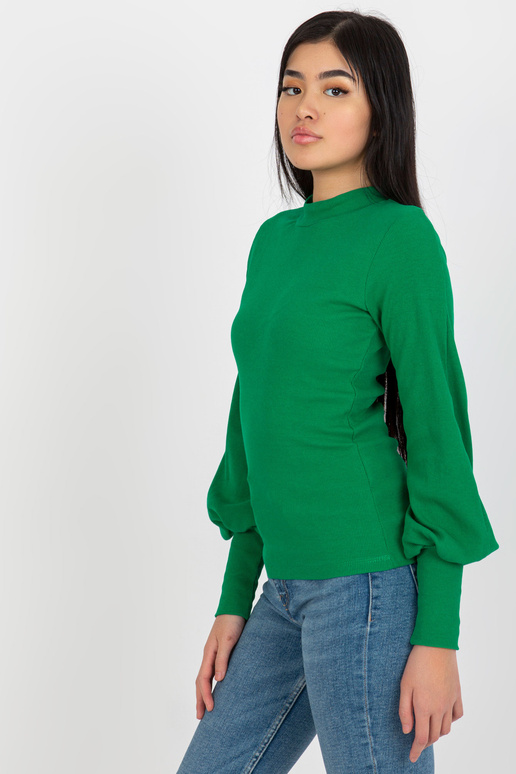 Zaļa rievota pamata blūze ar platām...