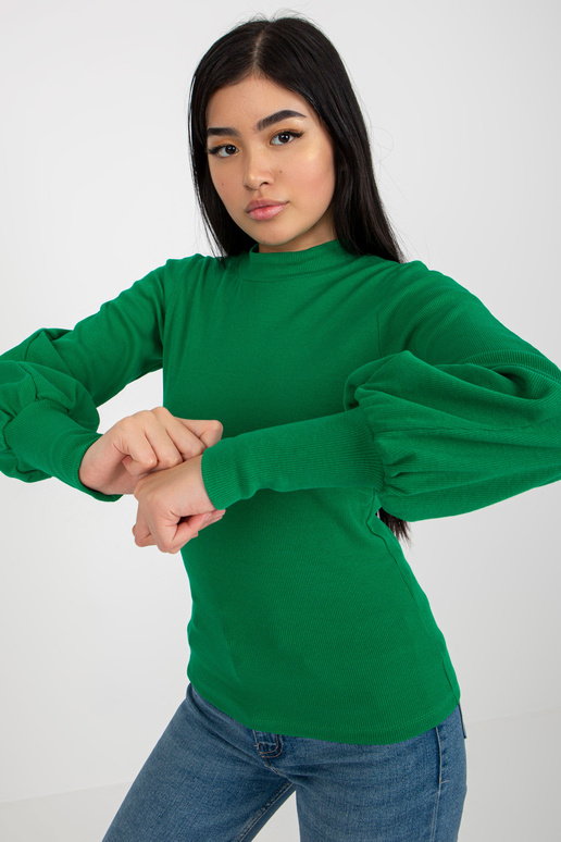 Zaļa rievota pamata blūze ar platām...