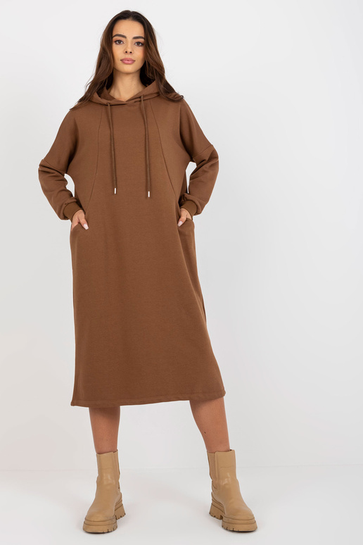 Braunes Midi-Sweatshirt Basic Kleid...