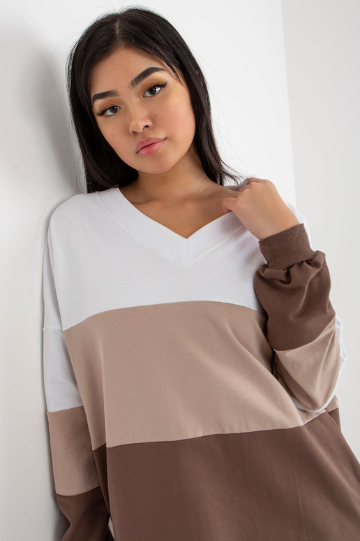 Balta un brūna pamata kleita ar V...