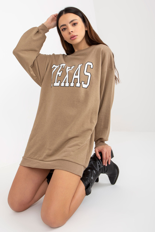 Tumši bēšs garš džemperis ar uzrakstu...