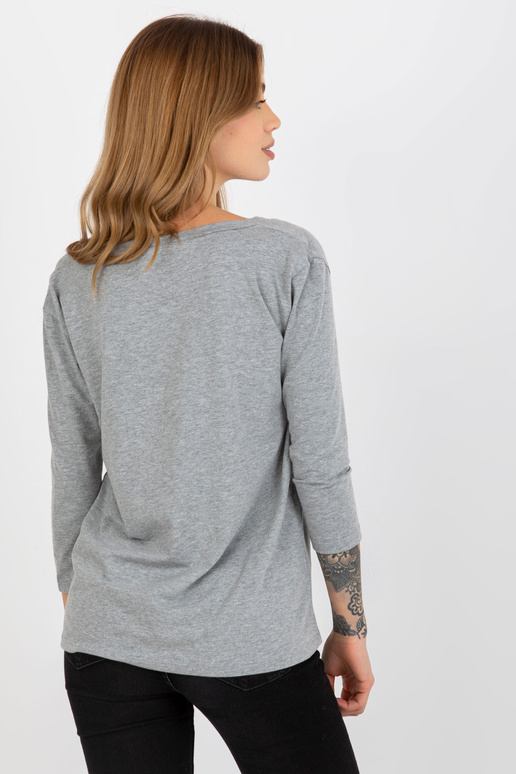 Pelēka melanža blūze ar V veida kakla...