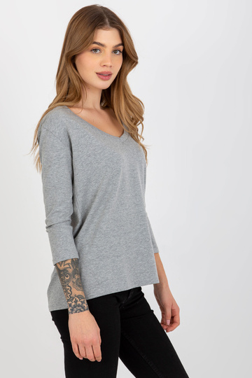 Pelēka melanža blūze ar V... 2