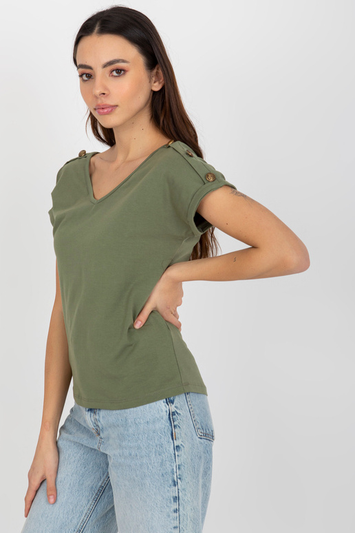 Zaļa ikdienas blūze ar dekoratīvām...