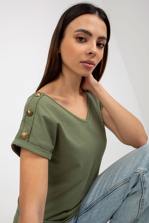 Zaļa ikdienas blūze ar dekoratīvām...
