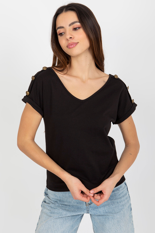 Melna ikdienas blūze ar īsām...