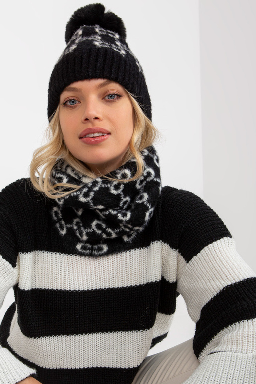 Melnbalta sieviešu ziemas cepure ar...