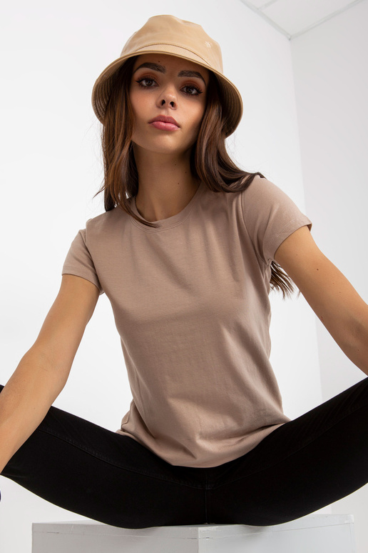 Bēšs sieviešu pamata kokvilnas T-krekls