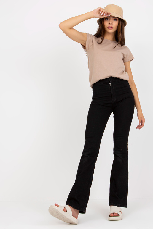 Bēšs sieviešu pamata kokvilnas T-krekls