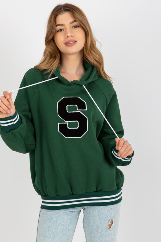 Tumši zaļš džemperis ar kapuci ar S...