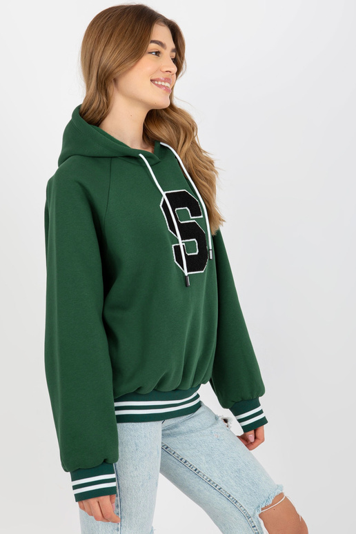 Tumši zaļš džemperis ar kapuci ar S...