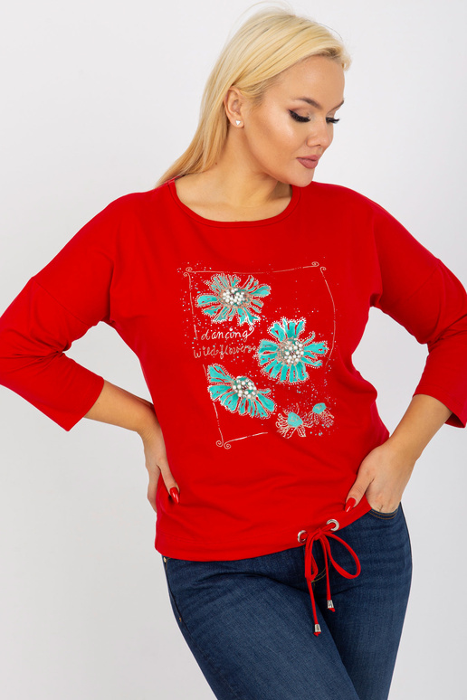 Sarkana sieviešu liela izmēra blūze...