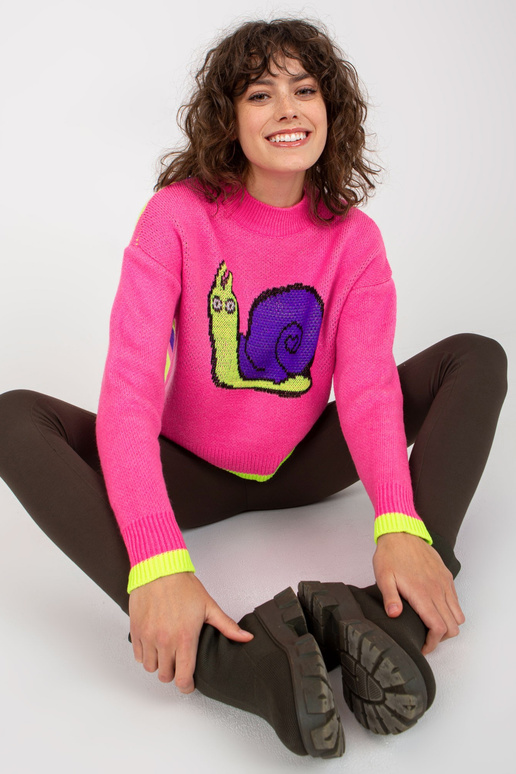 Rozā sieviešu klasisks džemperis ar...