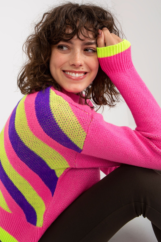 Rozā sieviešu klasisks džemperis ar...