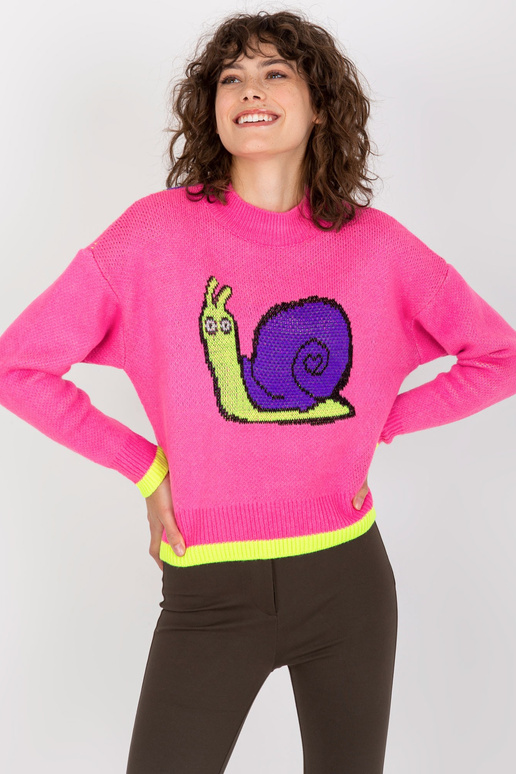 Rozā sieviešu klasisks džemperis ar...