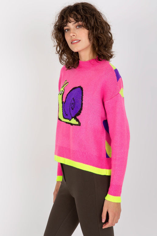 Rozā sieviešu klasisks džemperis ar...