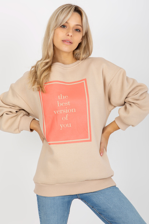 Bēšs oversize džemperis ar apdruku