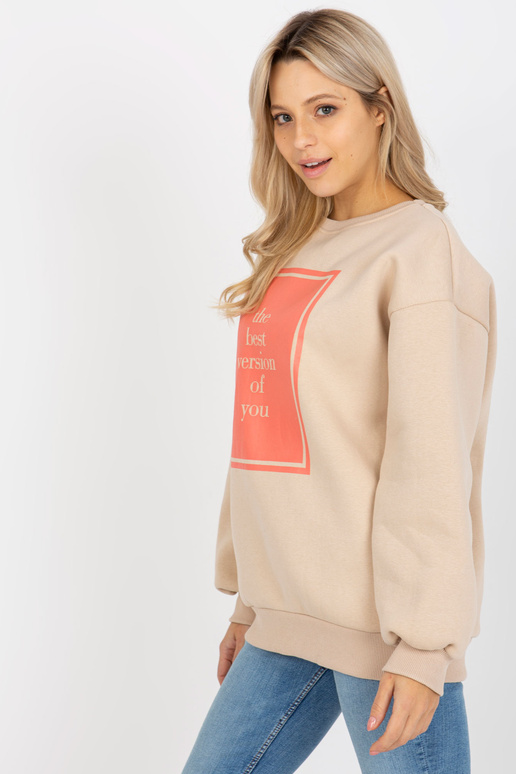 Bēšs oversize džemperis ar apdruku