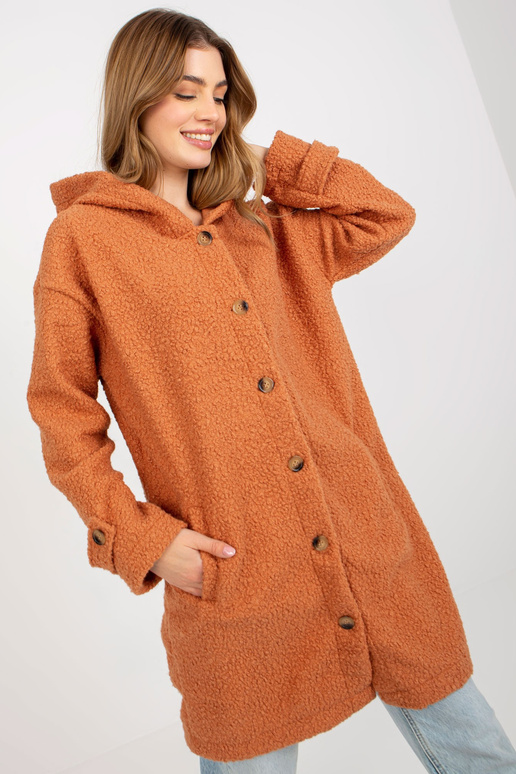 Tumši oranžs plīša sieviešu mētelis...